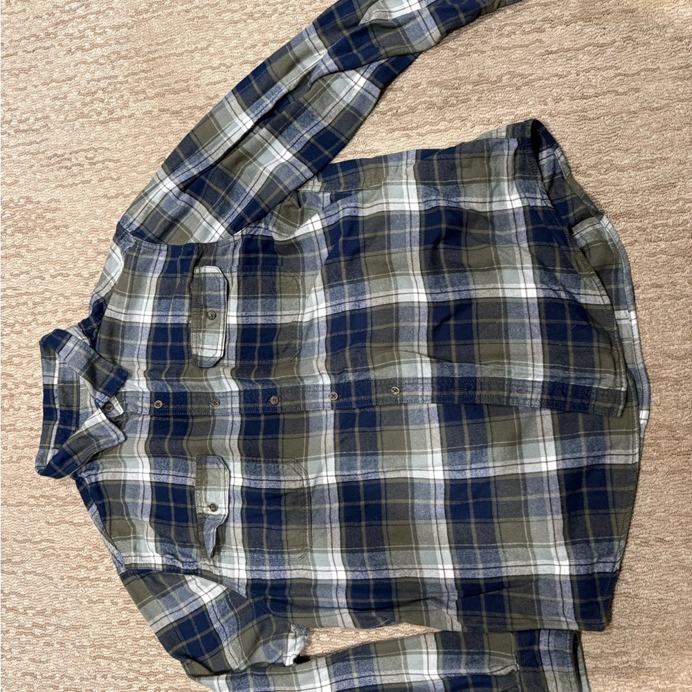 George Men's Blue and Gray Plaid Casual Button Down Shirt (295)